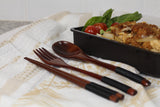 Wooden Utensil Set with Floral Pouch