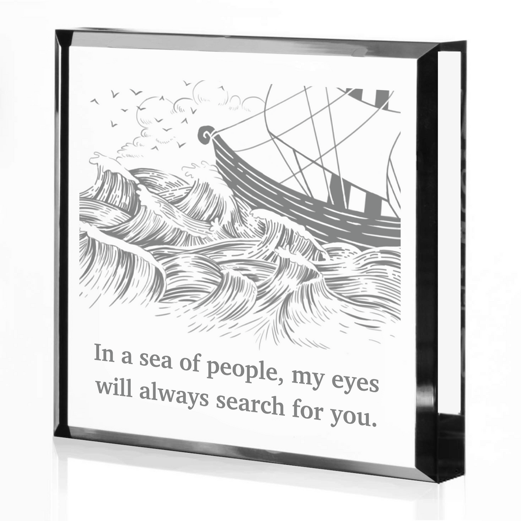 "In A Sea Of People" Crystal Paperweight