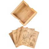 Square Bamboo Coaster (Set of 4) with Holder