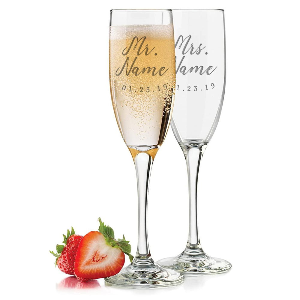 Custom Engraved Champagne Glass (2 pcs a set)