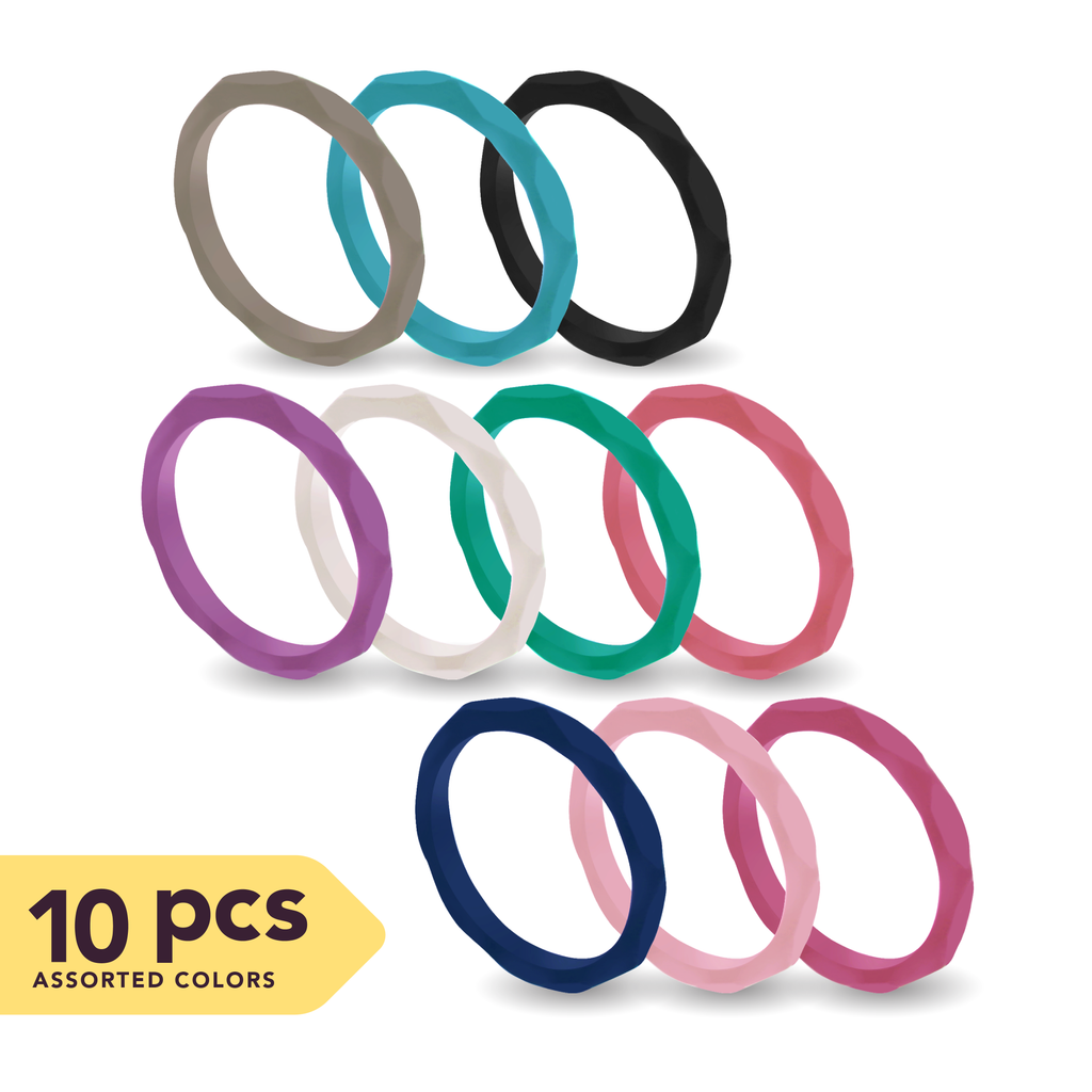 WildFire 10 Pieces Thin Silicone Rings