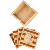 Custom Pet Bamboo Coasters with Holder