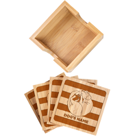 Custom Pet Bamboo Coasters with Holder