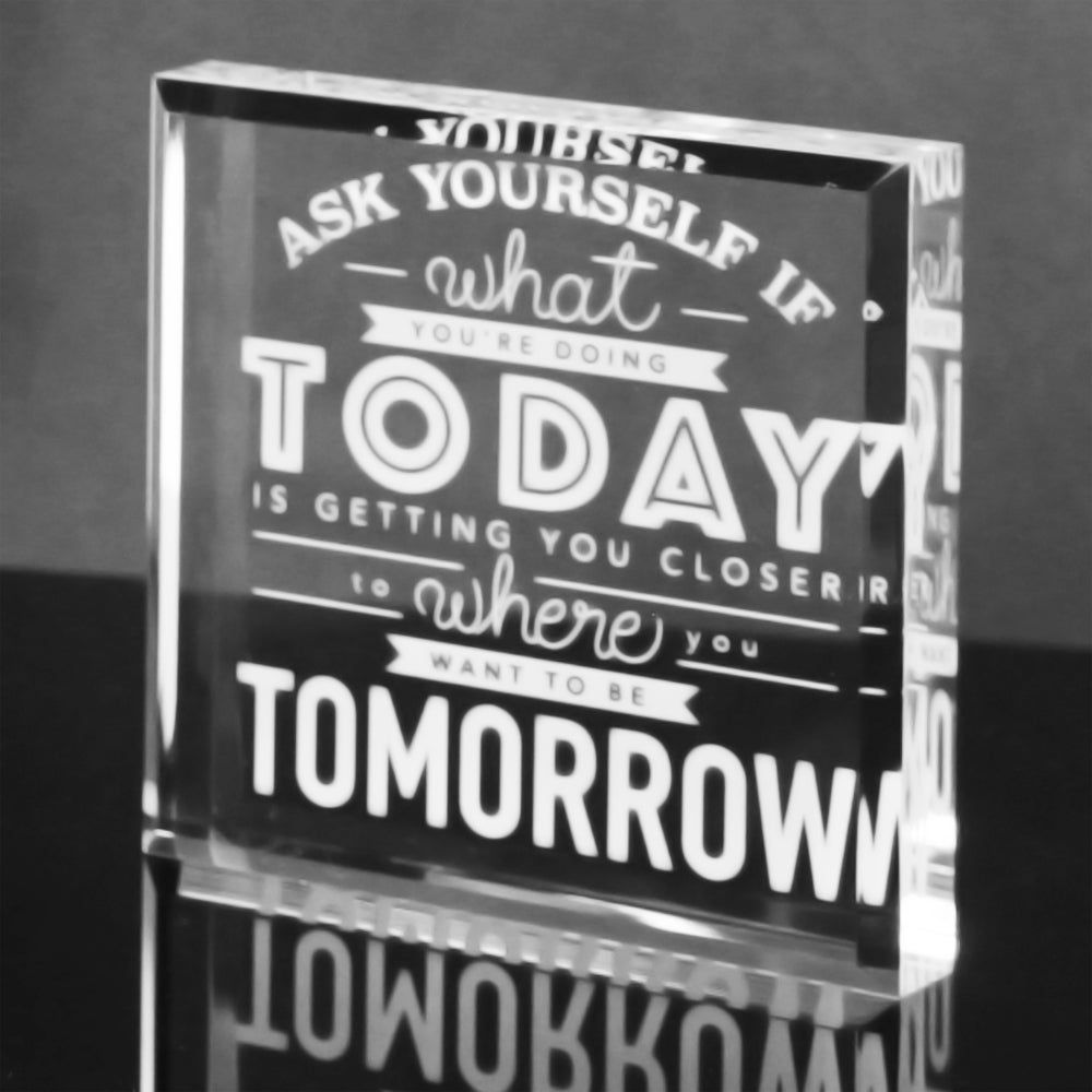 "Ask Yourself" Crystal Paperweight