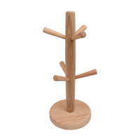 Round Base Wooden Mug Rack with 6 Hooks