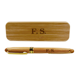 Custom Bamboo Fountain Pen + Case (0.7mm Nib)