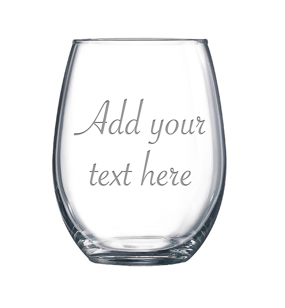 Etched Heavy Base Stemless Wine Glass 15.25 oz - Customized Your